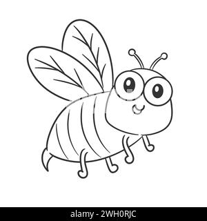 Die süße Biene fliegt und lächelt zum Färben Stock Vektor