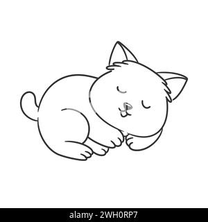 Der süße Welpe schläft friedlich zum Färben Stock Vektor