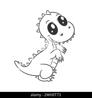 Netter grüner Dinosaurier-Cartoon-Vektor für die Färbung Stock Vektor