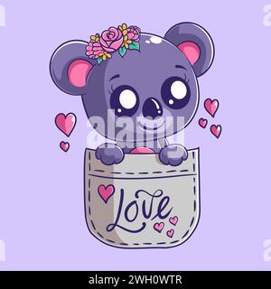 Süßer Koala in der Tasche Cartoon Stock Vektor