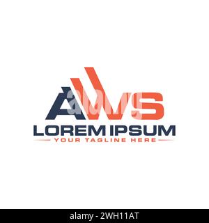 AWS Letter Logo Design. Einzigartiges und kreatives AWS-Logo-Design. Stock Vektor