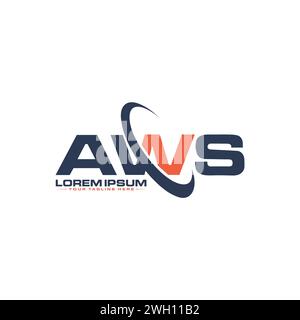 AWS Letter Logo Design. Einzigartiges und kreatives AWS-Logo-Design. Stock Vektor