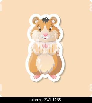 Abbildung des Hamster-Stickers. Tier, Ohren, klein, flauschig. Editierbares Vektorgrafik-Design. Stock Vektor