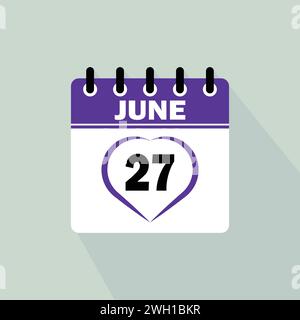 Icon Kalendertag - 27. Juni. 27 Tage des Monats, Vektorillustration. Stock Vektor