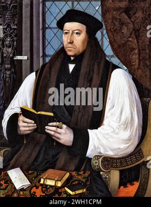 Thomas Cranmer (1489–1556), Anführer der englischen Reformation und Erzbischof von Canterbury, Porträtmalerei in Öl auf Tafel von Gerlach Flicke, 1545 Stockfoto
