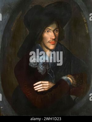 John Donne (1571 oder 1572–1631) als junger Mann. Englischer Dichter und Kleriker in der Church of England, Portraitgemälde in Öl auf Tafel, um 1595 Stockfoto