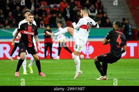 BayArena Leverkusen Deutschland, 6,2.2024, Fußball: Deutscher Pokal - DFB-Pokal - Viertelfinale 2023/24, Bayer 04 Leverkusen (B04) vs VfB Stuttgart (VFB) — Deniz Undav (VFB) Stockfoto