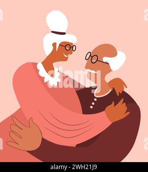 Liebevolles Ehepaar im Seniorenalter, ältere Leute, alte Männer, verliebte Frau, freundliche Beziehungen Verbringen Sie Zeit zusammen, enge romantische Beziehungen. St. Valentin Stockfoto