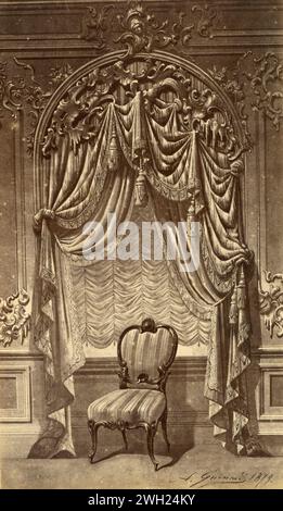 Louis XV., Rocaille-Vorhangfenster im Stil des XVII. Jahrhunderts, Zeichnung des französischen Künstlers Alfred Guinard, Frankreich 1881 Stockfoto