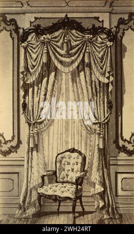 Louis XV., doppeltes Lambrequin-Fenster aus dem 17. Jahrhundert, Zeichnung des französischen Künstlers Alfred Guinard, Frankreich 1881 Stockfoto