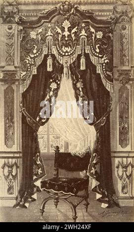 Fenster im Stil der spanischen Renaissance aus dem XV. Jahrhundert, Zeichnung des französischen Künstlers Alfred Guinard, Frankreich 1881 Stockfoto