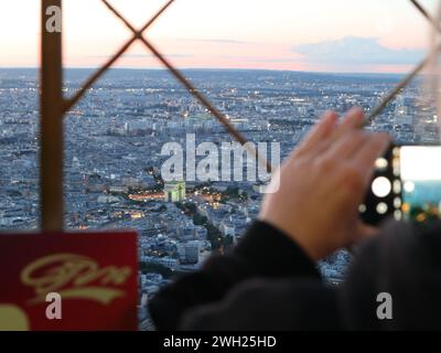 Aus der Vogelperspektive von Paris Frankreich mit sein bei Sonnenuntergang Stockfoto