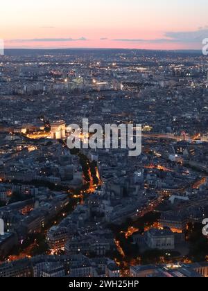 Aus der Vogelperspektive von Paris Frankreich mit sein bei Sonnenuntergang Stockfoto