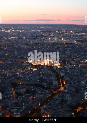 Aus der Vogelperspektive von Paris Frankreich mit sein bei Sonnenuntergang Stockfoto