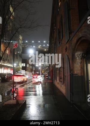 Brooklyn Bridge New York City USA bei Nacht Stockfoto