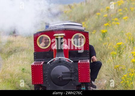 Die Fairbourne Railway zwischen Fairbourne und Penrhyn Point Stockfoto