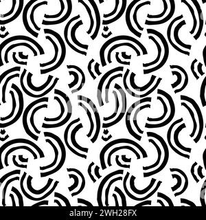 Modisches abstraktes, modernes nahtloses Muster mit trockenen Pinselkreiden aus Holzkohle. Grafischer Squiggle-Vektor. Moderner trendiger Vektor. Grunge, Textur PA Stock Vektor