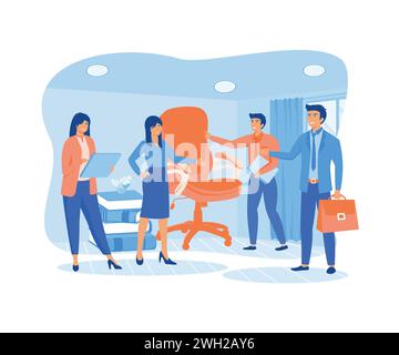 Rekrutierung, Personalagentur Stellensuchende Stellenbewerber und Bürostuhl offene Stelle. Moderne Illustration des flachen Vektors Stock Vektor