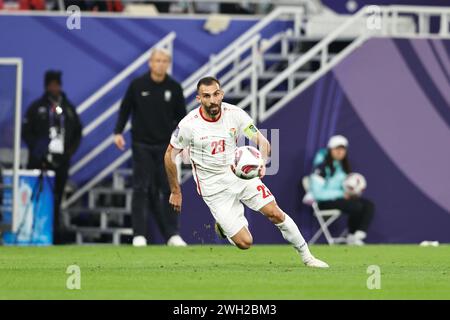 Al Rayyyan, Katar. Februar 2024. Ehsan Haddad (JOR) Fußball/Fußball : "AFC Asian Cup Qatar 2023" Halbfinalspiel Jordaniens 2-0 Korea im Ahmad bin Ali Stadium in Al Rayyan, Katar . Quelle: Mutsu Kawamori/AFLO/Alamy Live News Stockfoto