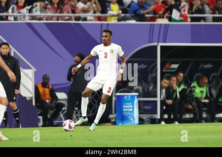 Al Rayyyan, Katar. Februar 2024. Abdallah Nasib (JOR) Fußball/Fußball : 'AFC Asian Cup Qatar 2023' Halbfinalspiel Jordaniens 2-0 Korea im Ahmad bin Ali Stadium in Al Rayyan, Katar . Quelle: Mutsu Kawamori/AFLO/Alamy Live News Stockfoto