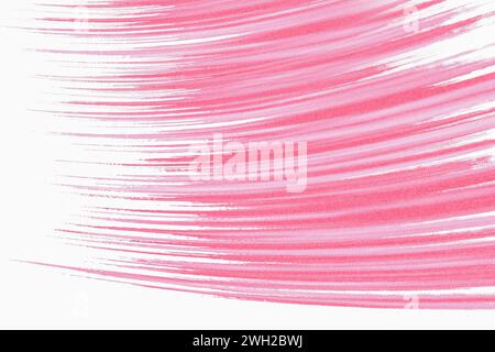 Pinke abstrakte Pinselstrichstruktur auf weißem Hintergrund mit schwungvollen, geschwungenen Farblinien. Stockfoto