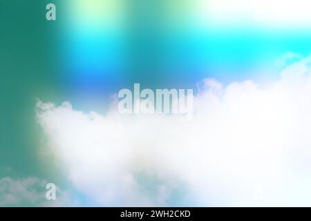Vintage-smaragdgrüner Himmel Hintergrund mit lichtschwommenen optischen Effekten. Stockfoto