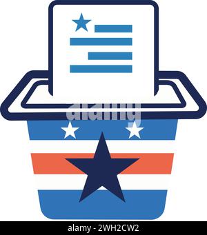 Ein ikonisches amerikanisches Wahlurnen-Symbol, das den demokratischen Prozess und die bürgerliche Pflicht der Wahl in den USA darstellt und ideal für die Illustration des Wahlkampfs ist Stock Vektor