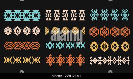 Aztekische Navajo-Grenzen Setzen Symbole Für Die Kunst Des Südwestens Stock Vektor