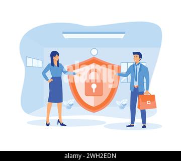 Die Europäische Kommission stärkt und vereinheitlicht den Schutz personenbezogener Daten. Kontrolle über ihre persönlichen Datenvektoren. Moderne Illustration des flachen Vektors Stock Vektor