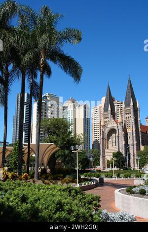 Brisbane City, Australien - Cathedral Square. St. John's Anglican Cathedral. Stockfoto