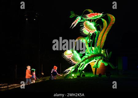 Dezember 2022. Brandneue Installationen zeigen Kew Gardens in einem völlig neuen Licht, während der ursprüngliche, festliche Lichtpfad Großbritanniens in die weltberühmten botanischen Gärten in London zurückkehrt. Stockfoto