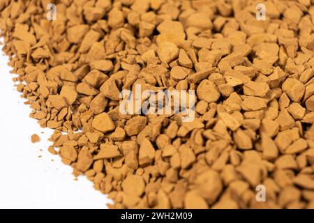 Hintergrund gefriergetrockneter Instantkaffee-Makroaufnahmen. Stockfoto