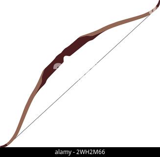 Traditionelles Jagd-Symbol mit Holzbogen im flachen Stil. Stock Vektor