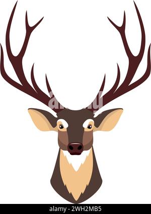 Symbol „Hirschkopf isoliert“ in flacher Ausführung. Stock Vektor