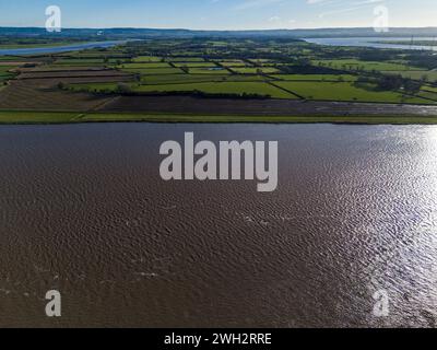 Newnham über den Fluss Severn nach Arlingham, Gloucestershire. Stockfoto