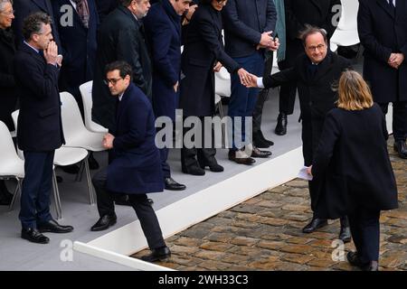 © Julien Mattia/Le Pictorium/MAXPPP - Paris 07/02/2024 Julien Mattia/Le Pictorium - 07/02/2024 - France/Ile-de-France/Paris - Francois Hollande lors de la Ceremonie d'Hommage aux victimes francaises des attaques terroristes du 7 octobre en Israel, aux Invalides, le 7 Fevrier 2024. - Valeurs ACtuelles Out, JDD Out, No JDD, no russia, russia Out/07/02/2024 - France/Ile-de-France (Region)/Paris - Francois Hollande bei der Zeremonie zu Ehren der französischen Opfer der Terroranschläge vom 7. Oktober in Israel, Les Invalides, 7. Februar 2024. Stockfoto