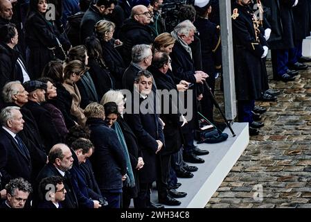 © Antonin Burat/Le Pictorium/MAXPPP - Paris 07/02/2024 Antonin Burat/Le Pictorium - 07/02/2024 - France/Ile-de-France/Paris - Le Ministre de l'Interieur Gerald Darmanin lors de la Ceremonie d'Hommage aux victimes francaises des attaques terroristes du 7 octobre en Israel, a l'Hotel des Invalides. - Valeurs ACtuelles Out, JDD Out, No JDD, no russia, russia Out/07/02/2024 - France/Ile-de-France (Region)/Paris - Innenminister Gerald Darmanin während der Ehrung der französischen Opfer der Terroranschläge vom 7. Oktober in Israel im Hotel des Invalides. Stockfoto