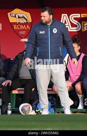 Rom, Italien. Februar 2024. Biagio Seno von Napoli Femminile während des Viertelfinales der Frauen Coppa Italia im zweiten Bein zwischen A.S. Roma und Napoli Femminile S.D. im stadio Tre Fontane, 7. Februar 2024 in Rom. Quelle: Unabhängige Fotoagentur/Alamy Live News Stockfoto