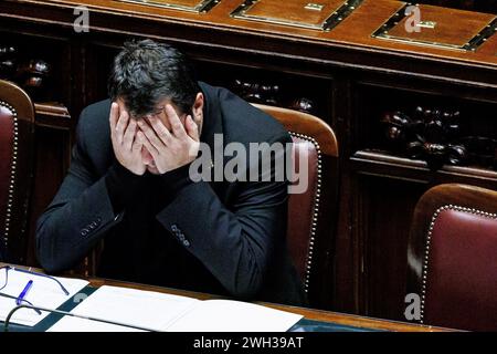 Roma, Italien. Februar 2024. Foto Roberto Monaldo/LaPresse07-02-2024 Roma Politica Camera dei deputati - Fragestunde Nella foto Matteo Salvini 07-02-2024 Rom (Italien) Politik Abgeordnetenkammer - Fragestunde im Bild Matteo Salvini Credit: LaPresse/Alamy Live News Stockfoto