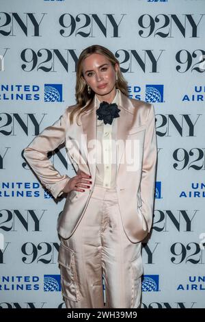 New York, Usa. Februar 2024. Emily Blunt nimmt am 6. Februar 2024 an einer Diskussion des Films Oppenheimer mit Josh Horowitz in der 92nd Street Y in New York City Teil. (Foto von Thenews2/NurPhoto) Credit: NurPhoto SRL/Alamy Live News Stockfoto