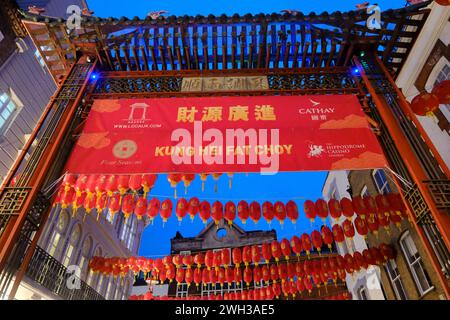 Chinatown, London, Großbritannien. Februar 2024. Chinesisches Neujahr: Jahr des Drachen. Vor dem Neujahrsfest in London Chinatown. Quelle: Matthew Chattle/Alamy Live News Stockfoto