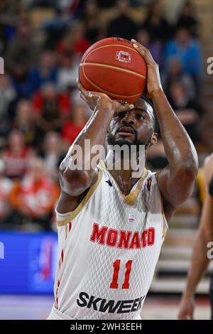 Monaco Spieler #11 Alpha Diallo wird während des Betclic Elite Spiels zwischen AS Monaco und LDLC ASVEL Lyon Villeurbanne in der Gaston-Medecin-Halle in Monaco gesehen. Finale: AS MONACO 89 - 71 LDLC ASVEL Lyon Villeurbanne. Stockfoto