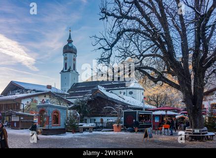 Kirche St. Martin, Platz Mohrenplatz Garmisch-Partenkirchen Oberbayern, Oberbayern, Zugsp Bayern, Bayern Deutschland Stockfoto