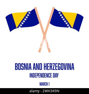 Konzept des Unabhängigkeitstages von Bosnien und Herzegowina. Nationalfeiertag. Stock Vektor