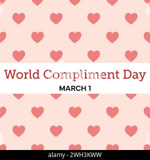 World Compliment Day Konzept. Nahtloses Muster mit Herzen, handgezeichnete Illustration. Stock Vektor