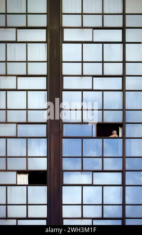 Frau im Fenster Stockfoto
