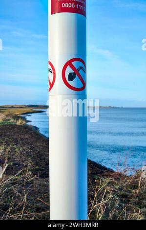 Gaspipeline durch den Fluss, Aushub nicht erlaubt Stockfoto