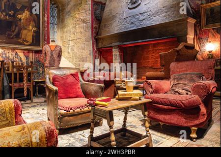 Gryffindor House Filmset in der Hogwarts School of Magic bei der Making of Harry Potter Studio Tour in Leavesden, Hertfordshire, England Stockfoto