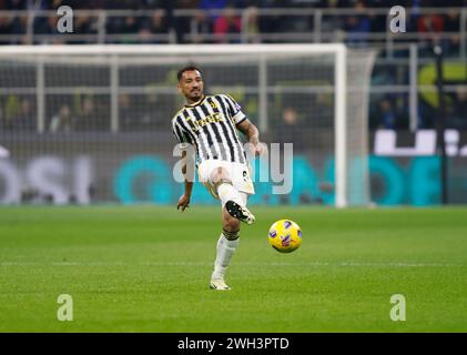 Mailand, Italien. Februar 2024. Danilo von Juventus wurde während des Spiels zwischen Inter Mailand und Juventus FC im Rahmen der italienischen Serie A im San Siro Stadion in Aktion gesehen. Endergebnis Inter Mailand 1 - 0 Juventus Fc. (Credit Image: © Nderim Kaceli/SOPA Images via ZUMA Press Wire) NUR REDAKTIONELLE VERWENDUNG! Nicht für kommerzielle ZWECKE! Stockfoto