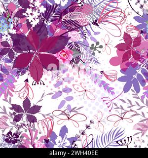 Nahtloses Blumenmuster. 90er-Jahre-STYLE. Handzeichnung. Nicht AI, Vektorillustration Stock Vektor